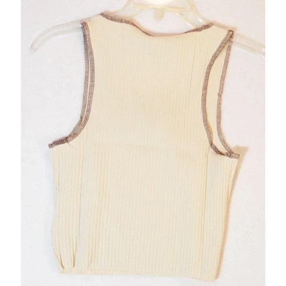 BDG Urban Outfitters Tank‎ Top Womens S Tan Notch Neck Crop NWT - Picture 2 of 7